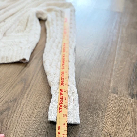 Cream Cable-Knit Button-Front Cardigan made in USA 100% cotton - Picture 9 of 10